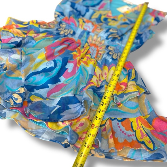 NWT Ramy Brook x ClassofPalmBeach Blue Simone Smocked Mini Dress - Large - Picture 6 of 10